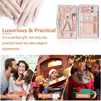 18PCS Manicure Pedicure Kit Set Stainless Steel Nail Grooming Clippers Tools - Aimall