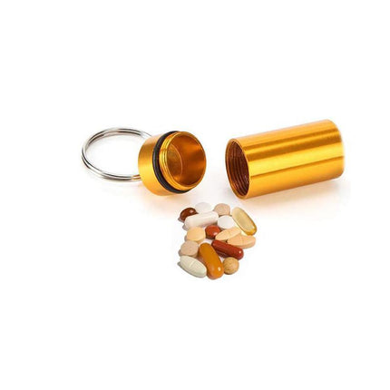 Aluminum Pill Box Case Bottle Cache Drug Holder Keychain Container Waterproof - Aimall