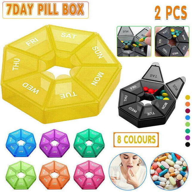 2PCS 7Day Pill Box Medicine Storage Tablet Container Case Organizer Dispenser AU - Aimall