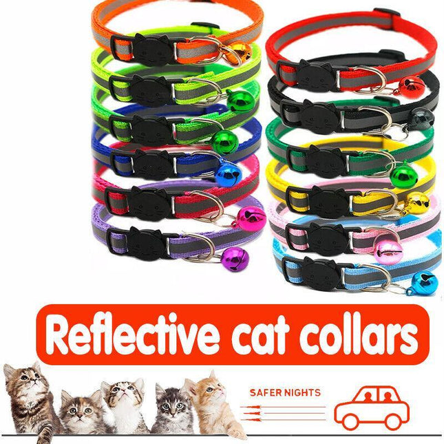 CAT Collar Reflective with Safety Release Breakaway Buckle Kitten Puppy Pet Bell - Aimall
