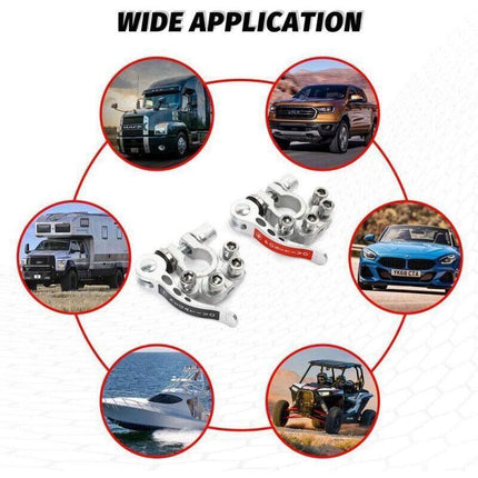 2x 12V 4Way Battery Terminals Connectors Clamp Car Van Caravan Positive Negative - Aimall