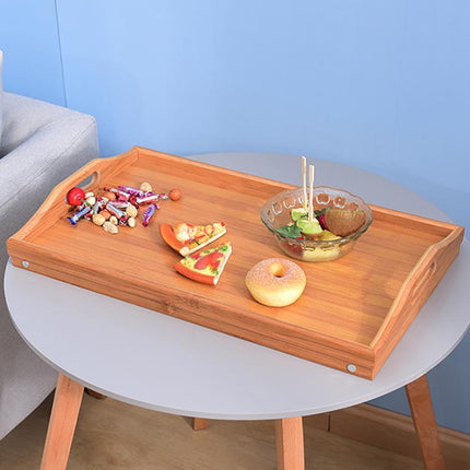 Wooden Bamboo Folding Tray BAMBOO FOLD UP LAP TRAY Tea Coffee Table Breakfast - Aimall