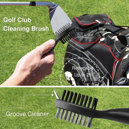Golf Cleaning Brush Retractable Stock Color Groove Cleaner With Reel Club Ball - Aimall