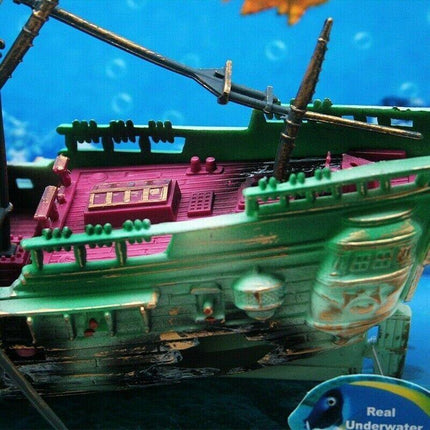 Fish Tank Ornament Split Wreck Ship Boat Sunk Destroyer Aquarium Cave Decor - Aimall