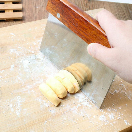 Stainless Steel Dough Bench Scraper Wooden Handle Cake Slicer Pastry Cutter AU - Aimall