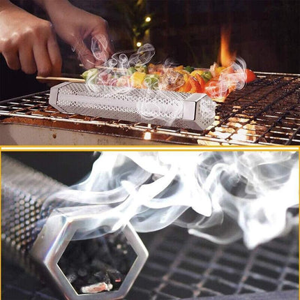 Hexagon BBQ Smoker Tube Stainless Steel Grill Accessory Smoking Box Long Lasting - Aimall