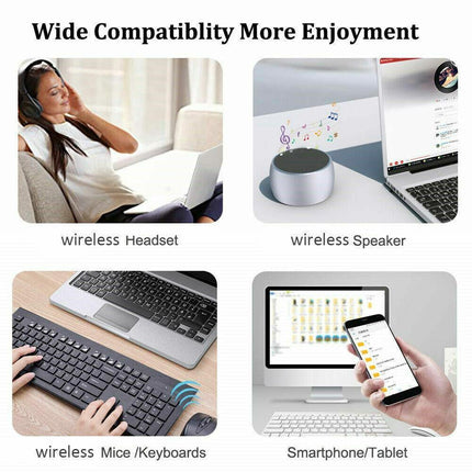 Bluetooth V5.0 Wireless USB Mini Dongle Adapter For Windows Laptop PC Universal - Aimall