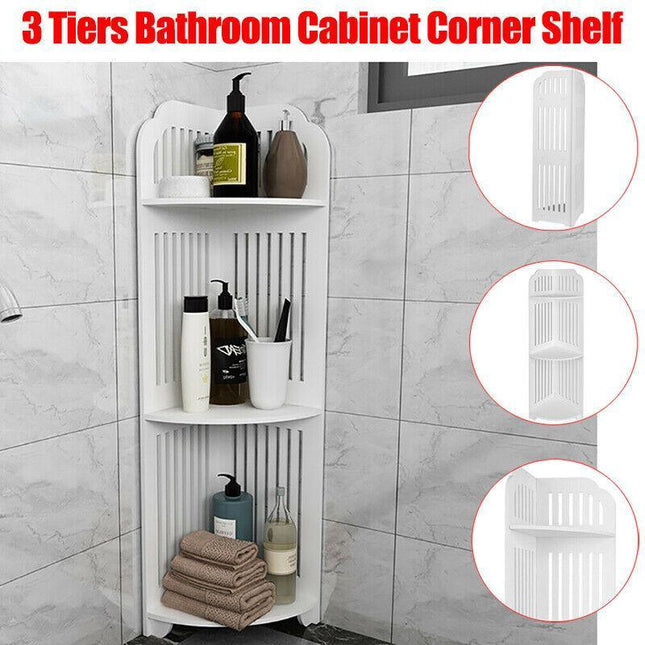 3 Tiers Bathroom Cabinet Corner Shelf Toilet Shower Cupboard Storage Rack AU - Aimall