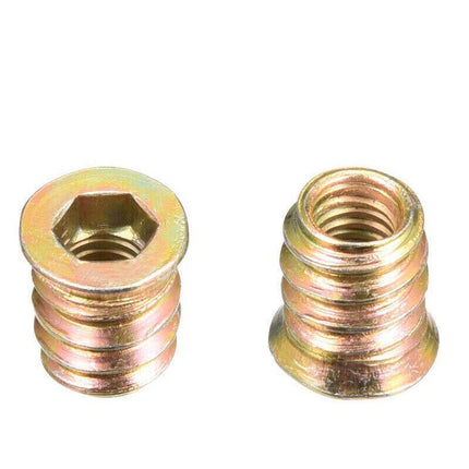 120PCS M6 Zinc Alloy Furniture Hex Drive Flat Head Nut Threaded For Wood Insert - Aimall