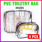4PCS PVC Toiletry Bag Clear Transparent Plastic Travel Cosmetic Make Up Zipper - Aimall