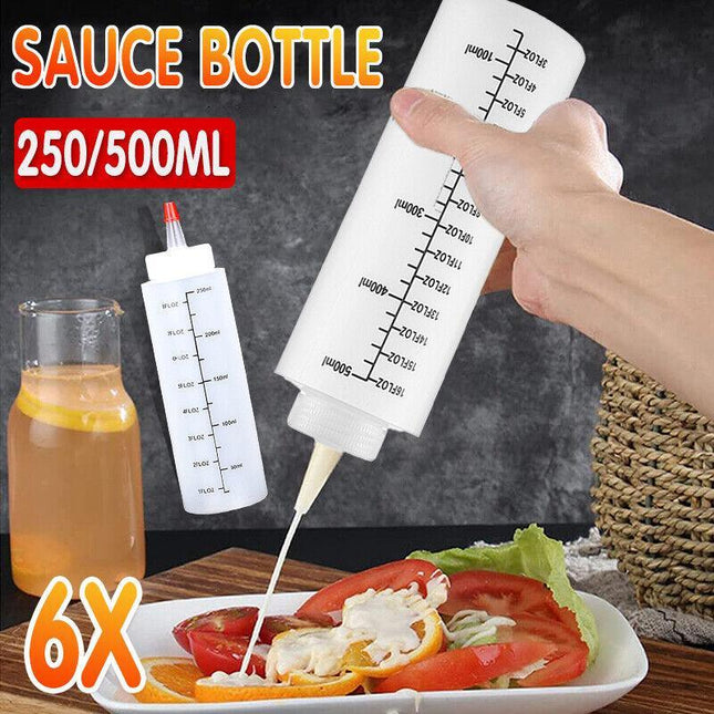 6PCS 250/500ML Sauce Bottle Squeeze Crafts Bottle Condiment Dispenser HOT AU - Aimall