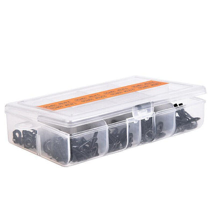 80 Fishing Rod Guide Set Tackle Tips Repair Kits Ring 8 Size Stainless Steel Box - Aimall