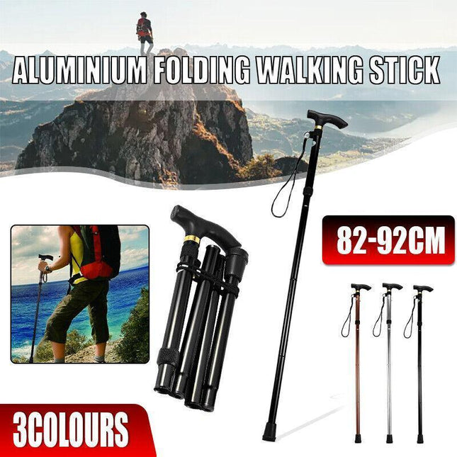 Lightweight Adjustable Folding Walking Stick Aluminium Travel Cane Non Slip AU - Aimall