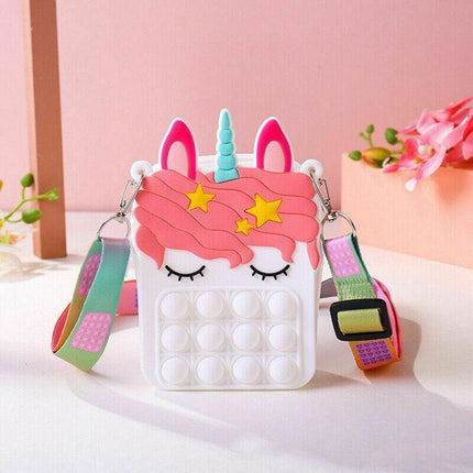 Pop it Shoulder Bag for Girls and Women Unicorn Pop Purse Bags for Kids Autism - Aimall