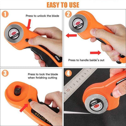Rotary Cutter Professional Quilting Roller Fabric Cutting Tool+10PCS Blades 45mm - Aimall
