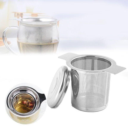 Tea Infuser with Lid Mesh Stainless Steel Metal Cup Strainer Loose Leaf Filter - Aimall