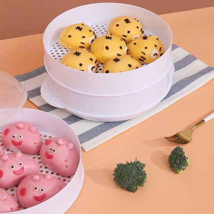 Microwave Steamer 2 TIER Double layer Cooking Meals Vegetables Kitchen Appliance - Aimall