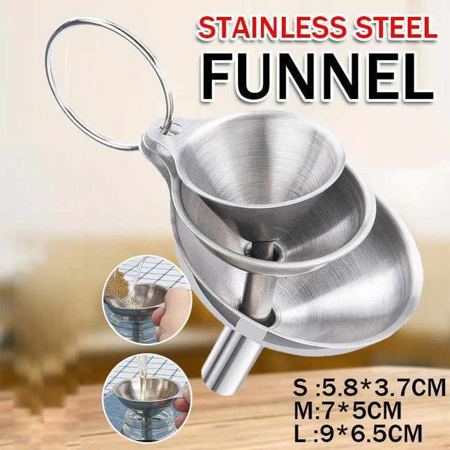 3X Stainless Steel Funnel Oil Liquid Funnel Metal Funnel With Detachable Filter - Aimall