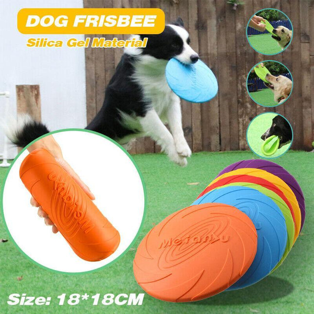 Dog Frisbee Rubber Pet Puppy Safe Exercise Fetch Outdoor Training Toy AU STOCK - Aimall
