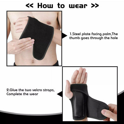 AOLIKES Steel Wrist Support Splint Carpal Tunnel Syndrome Sprain Strain Brace - Aimall