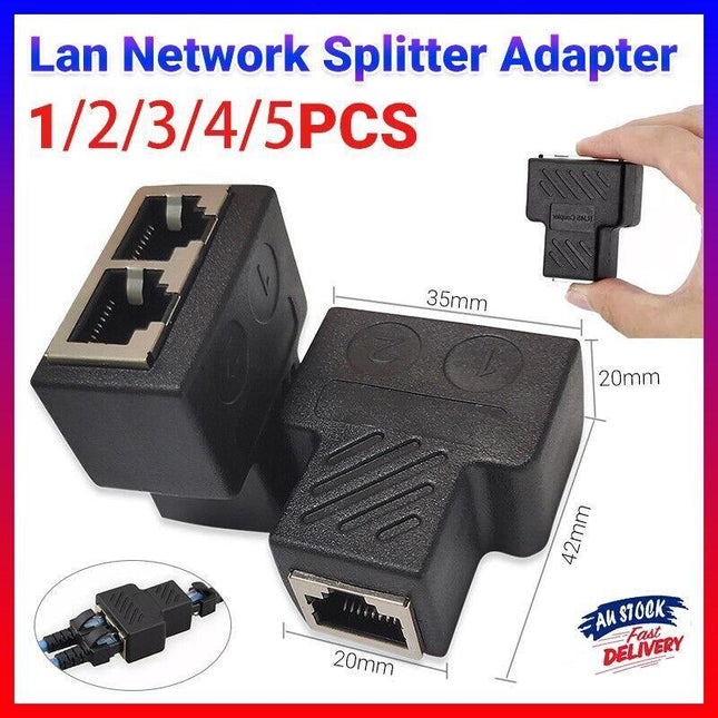 RJ45 LAN Ethernet Splitter Plug Network Double Adapter Coupler Cable Connector - Aimall