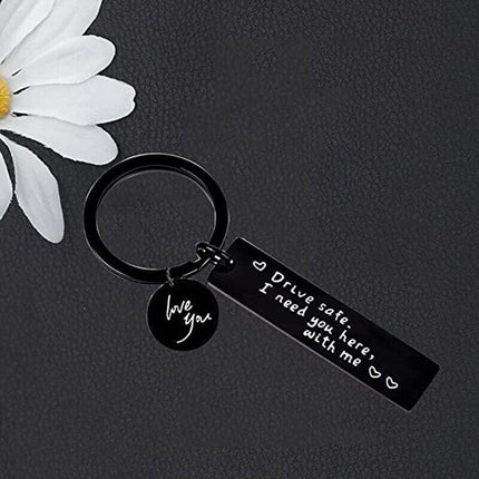 New Drive Safe I Need You Here With Me Couple Alloy Keyring Keychain Car Gift - Aimall