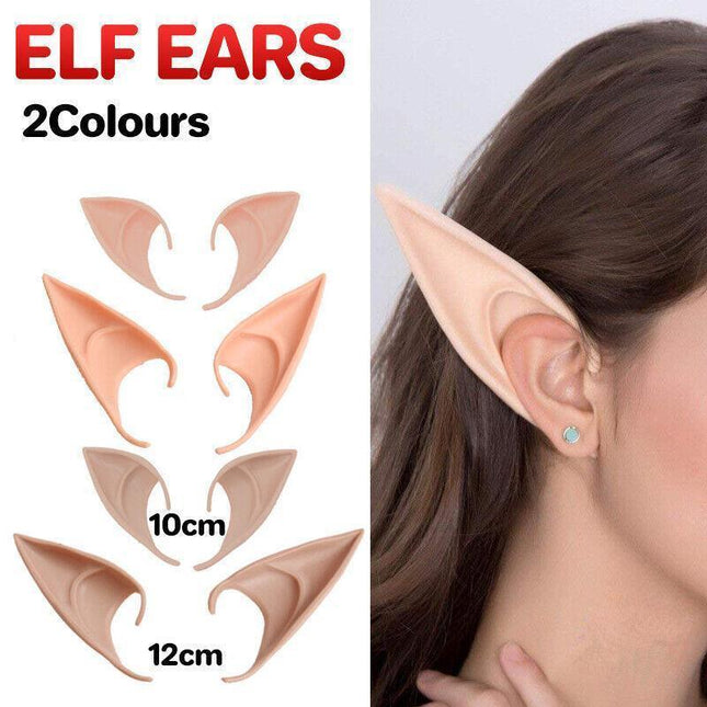 1 Pair Rubber Elf Ears Fairy Elven Pixie Hobbit Demon Halloween Costume Cosplay - Aimall