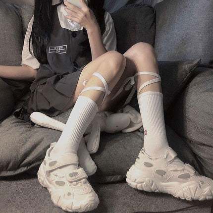 Cross-Tie Women Lolita Socks Bandage Stockings Korean Style Middle Tube Socks AU - Aimall