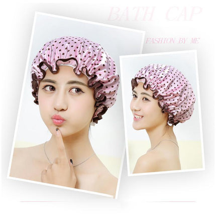 Double Layer Lux Shower Cap Bath Hat Hair Care Women Sleep Waterproof Reusable - Aimall
