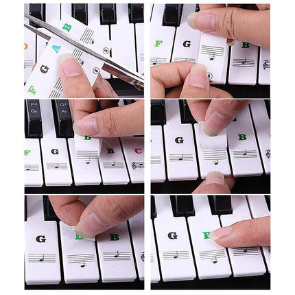 TRANSPARENT Keyboard Piano Stickers 88/61/54/49/37 KEYS Sticker Note For Learner - Aimall