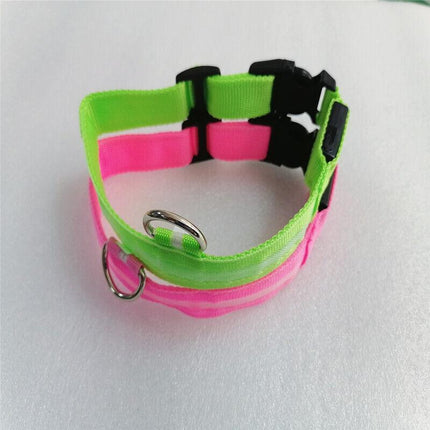 USB Rechargeable LED Dog Collar Nylon Glow Flashing Light Up Pet Safety Collars - Aimall