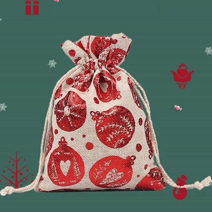 10PCS Christmas Cookie Candy Treat Gift Bags Xmas Party Wrapping Drawstring Bag - Aimall
