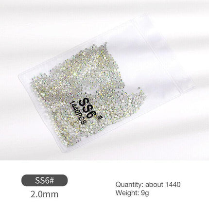 1440PCS Glitter Rhinestones Crystal Flat Clear Bottom Glass Nail Art Nail Drill - Aimall