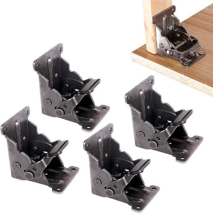 4*90 Degree Folding Table Leg Brackets Self Lock Foldable Hinge DIY Heavy Load - Aimall