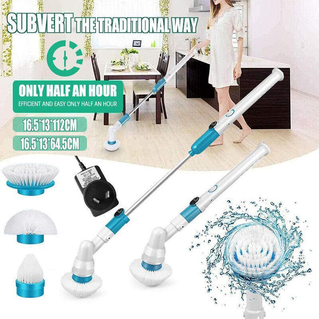 Electric Cordless Chargeable Spin Scrubber Turbo Scrub Cleaning Brush Bathroom - Aimall