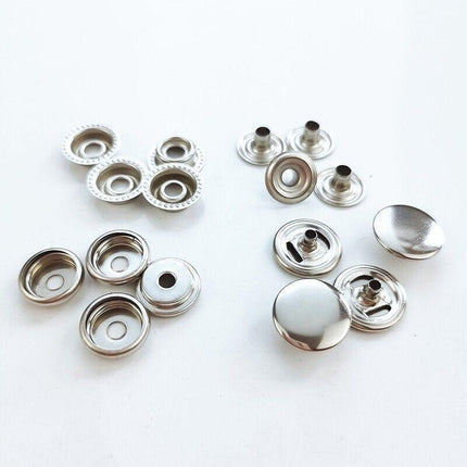 120PCS 15MM Stainless Steel Snap Fasteners Press Studs Cap Button Boat Marine AU - Aimall