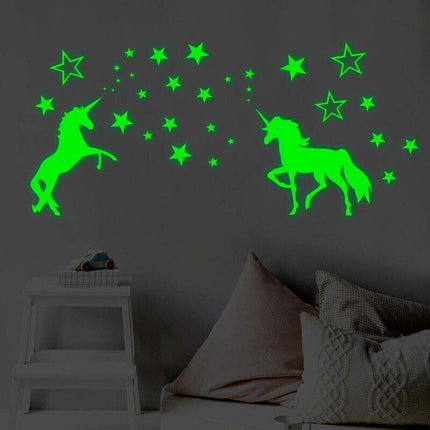 Unicorn Glow In The Dark Stars Wall Stickers Kids Bedroom Decals DIY Decor - Aimall