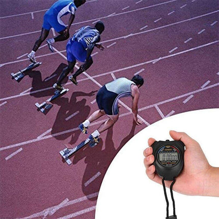 2X Handheld Stop watch Digital Chronograph Sports Counter StopWatch Timer Alarm - Aimall