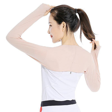 UV Sun Protection Arm Cooling Shawl Sleeves with Finger Hole for Women Outdoor - Aimall