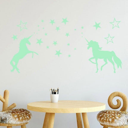 Unicorn Glow In The Dark Stars Wall Stickers Kids Bedroom Decals DIY Decor - Aimall