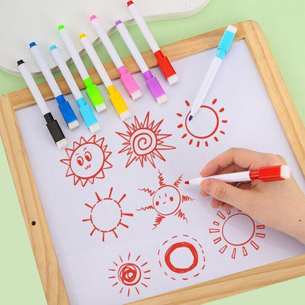 8 Colour Whiteboard Marker Pens With Dry Wipe Erase Magnetic Eraser Lid AU Stock - Aimall