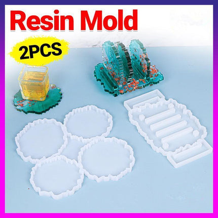 2x Coaster Stand Epoxy Resin Mold Cup Mat Holder Silicone Mould DIY Crafts Tool - Aimall