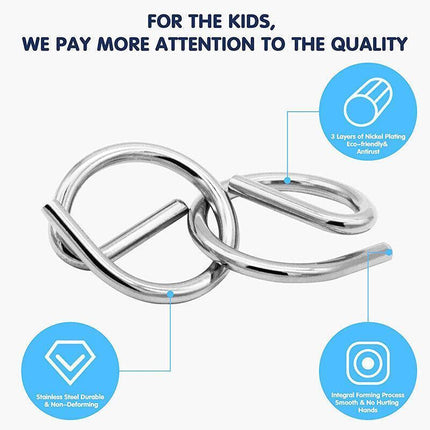 16PCS Classic IQ Metal Puzzle Brain Teaser Disentanglement Wire Puzzles Game Toy - Aimall
