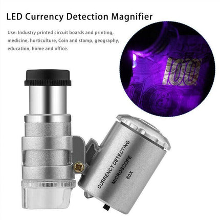 60X Magnifying Loupe Jewelry Jewelers Pocket Magnifier Loop Eye Coins Led Light - Aimall