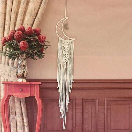 Wall Hanging New Tapestry Macrame Moon Dream Catcher Handmade Bedroom Home Decor - Aimall