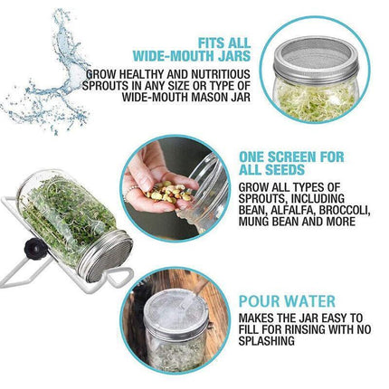 Metal Mesh Screen Sprouting Strainer Lid Filter Cover For Wide Mouth Mason Jar - Aimall