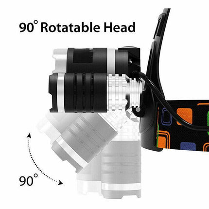 100000LM Rechargeable Headlamp 3T6 XML LED Headlight Head Torch Flashlight AU - Aimall