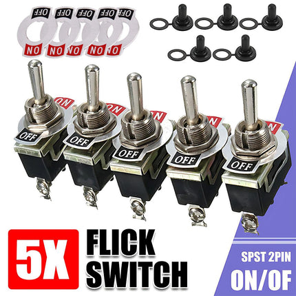5x Waterproof Toggle Flick Switch 250V ON/OFF Car Dash Light Metal 12 Volt Boot - Aimall