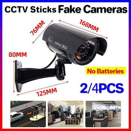 2/4 Sets Flash LED Light Fake Dummy Camera Night Security Surveillance CCTV - Aimall