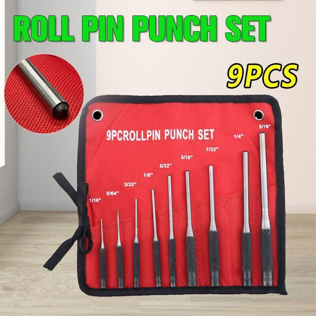 9PCS Roll Pin Punch Set Bolt Catch Gun Building Removing Tool Canvas Pouch AU - Aimall